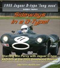 Sideways in a D-type!  XKD-505 at the 2002 Goodwood Revival